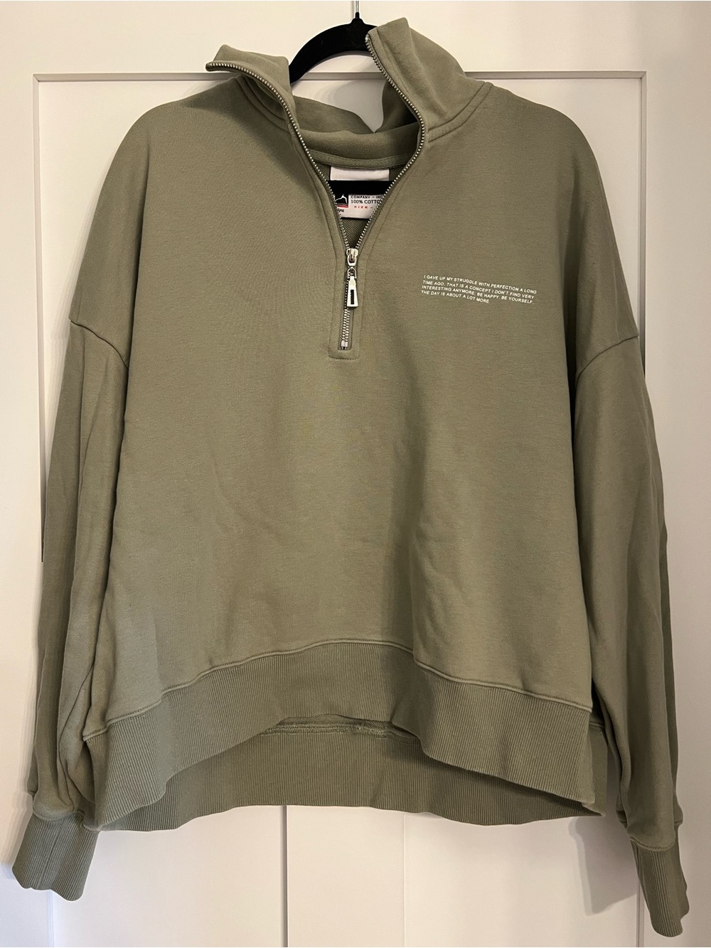 INC International Concepts Sage Green Half-Zip Pullover Hoodie